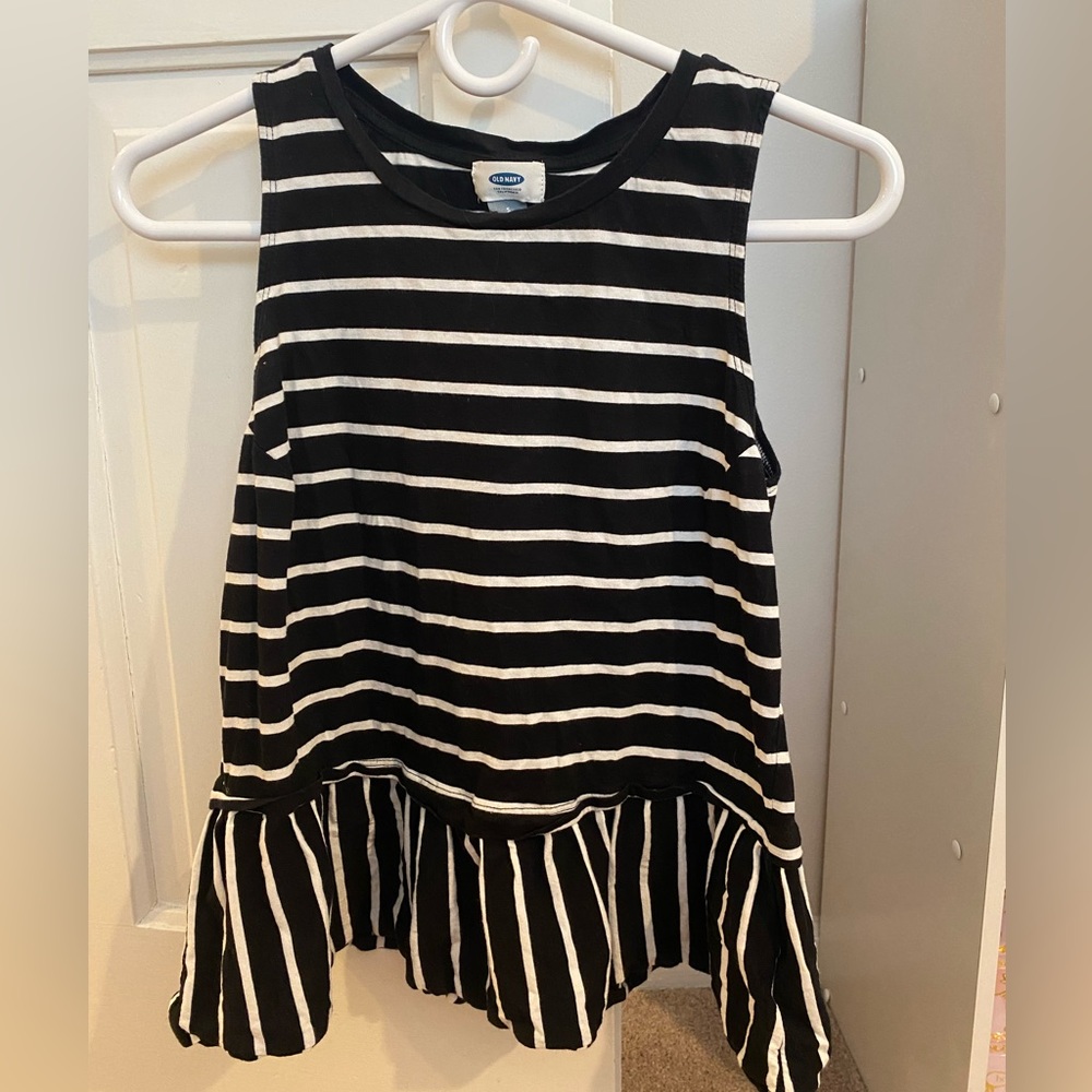 Old Navy black and white striped tank top
